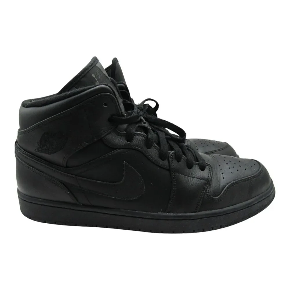 Nike Air Jordan 1 Mid Triple Black 554724-010 Men's Shoes Size 13